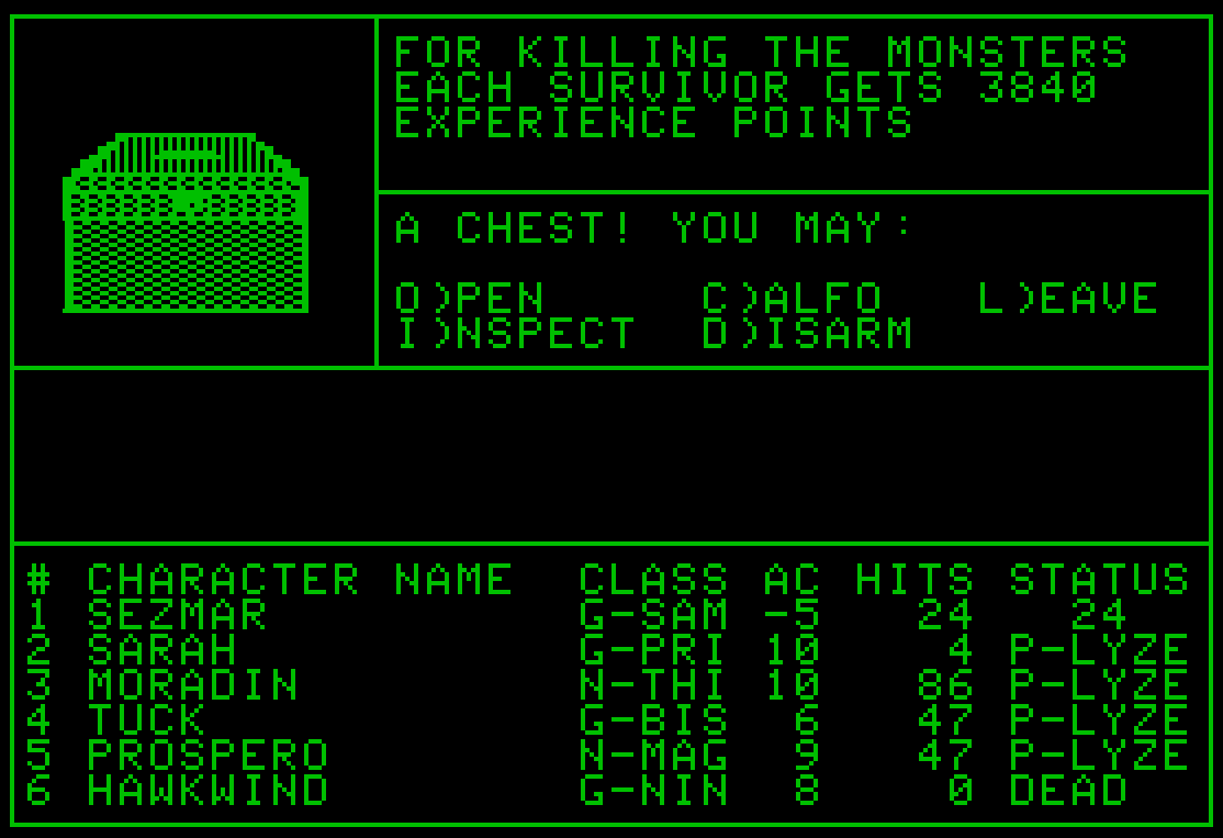 screenshot from Wizardry 1
